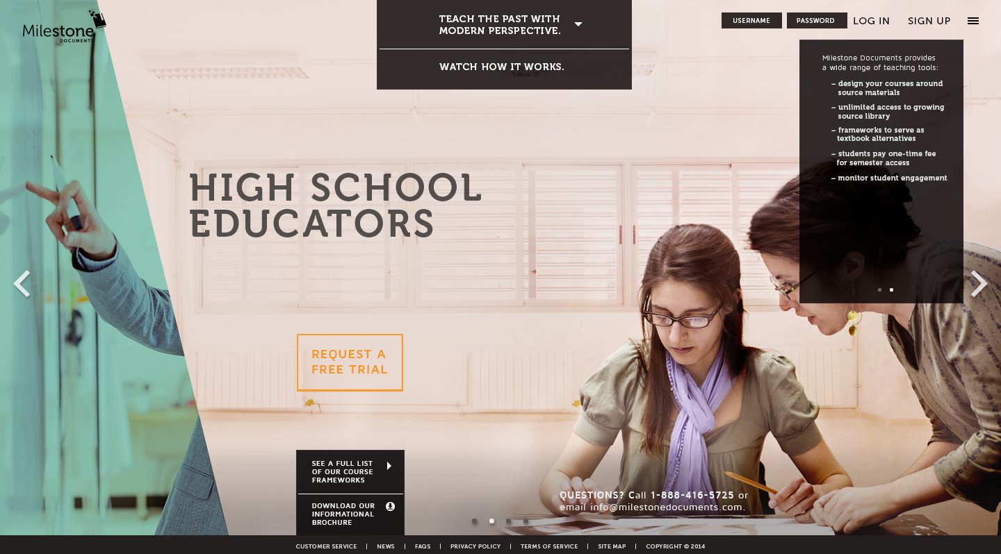 Milestone Documents website home page design